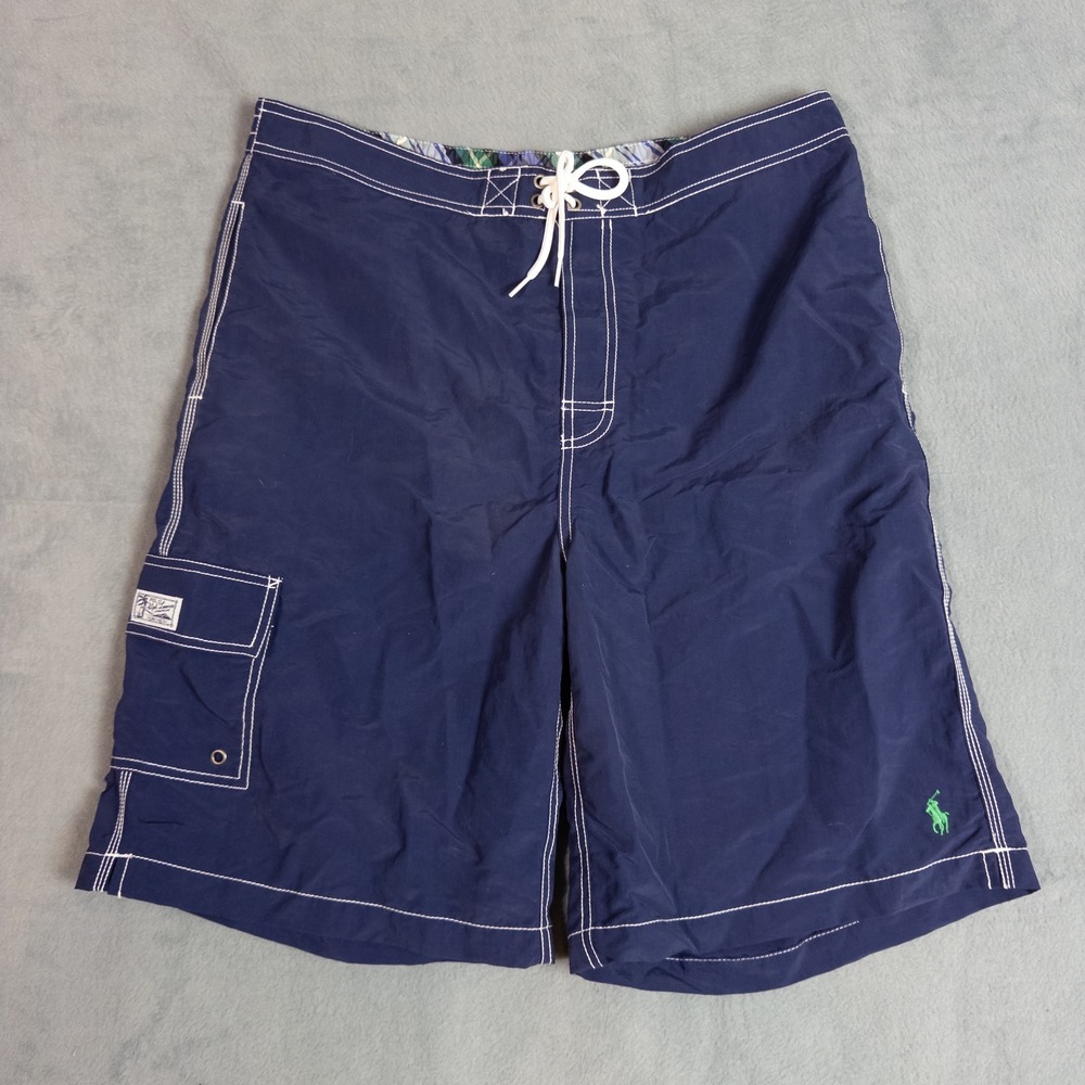 Polo Ralph Lauren Swim Trunks Mens Large Navy Blue Cargo Board Shorts